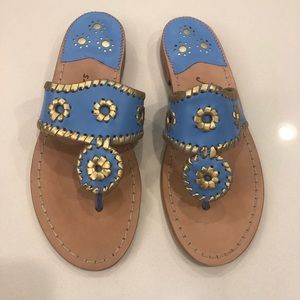 Jack Rogers Hollis French Blue & Gold Sandal NEW